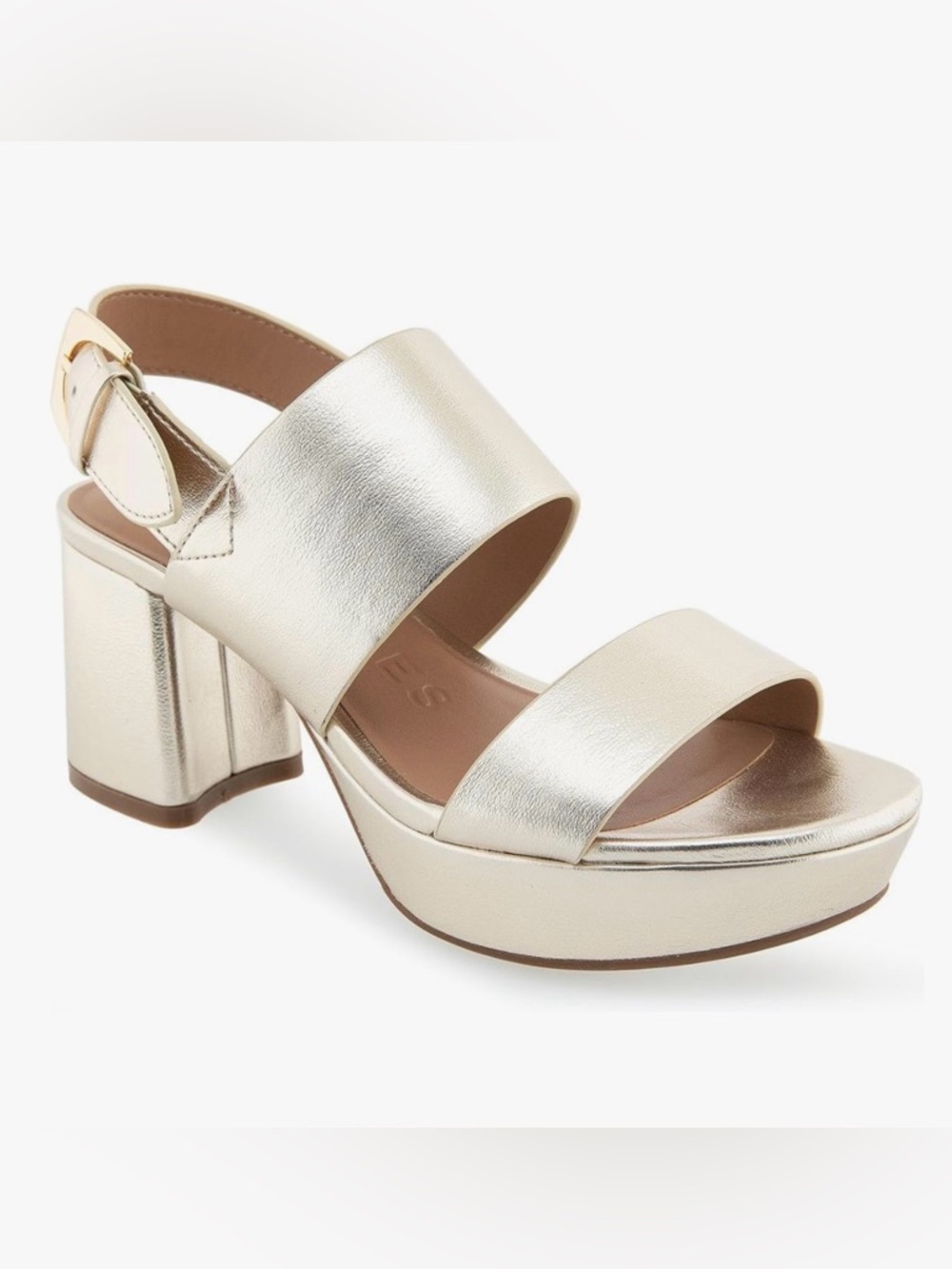 AEROSOLES Metallic Gold Platform Block Heel Sandals